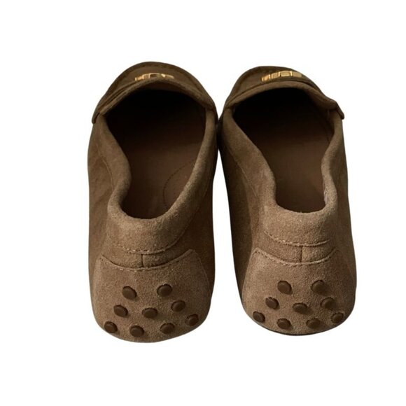 Lauren Ralph Lauren Barnsbury Tan Suede Driving Loafer Sz 7 Leather Logo Preppy - Picture 3 of 8